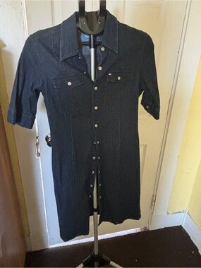 Tommy Hilfiger Navy Short-Snap Denim Shirt Dress